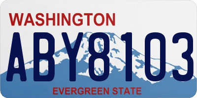 WA license plate ABY8103