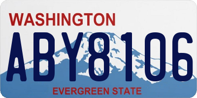 WA license plate ABY8106