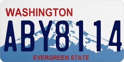 WA license plate ABY8114