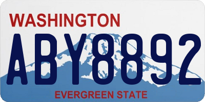 WA license plate ABY8892