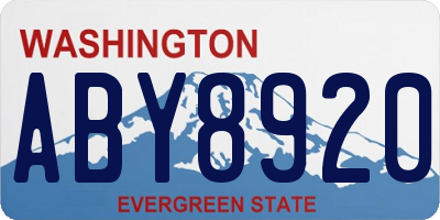 WA license plate ABY8920
