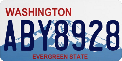 WA license plate ABY8928