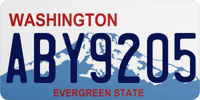 WA license plate ABY9205