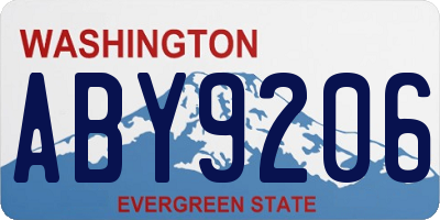 WA license plate ABY9206