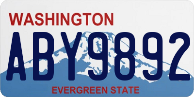 WA license plate ABY9892