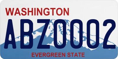 WA license plate ABZ0002