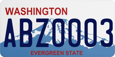 WA license plate ABZ0003