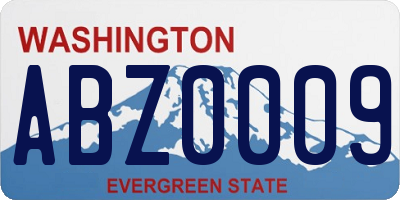 WA license plate ABZ0009