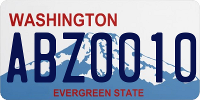WA license plate ABZ0010