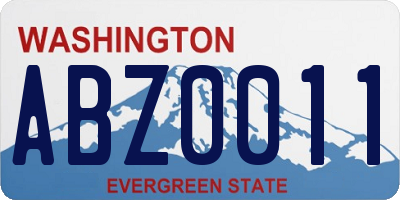 WA license plate ABZ0011