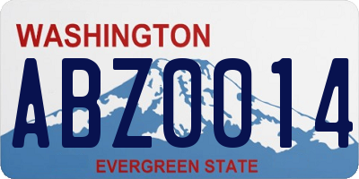 WA license plate ABZ0014