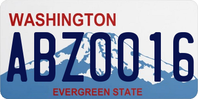 WA license plate ABZ0016