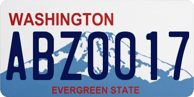 WA license plate ABZ0017