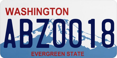 WA license plate ABZ0018
