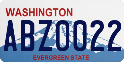 WA license plate ABZ0022