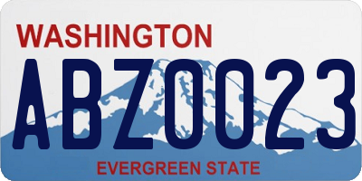 WA license plate ABZ0023