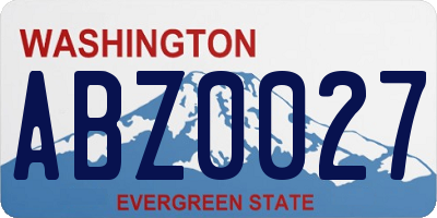 WA license plate ABZ0027