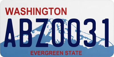 WA license plate ABZ0031