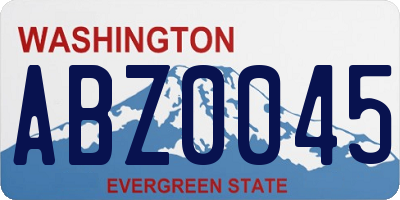 WA license plate ABZ0045