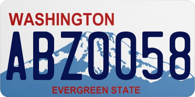 WA license plate ABZ0058
