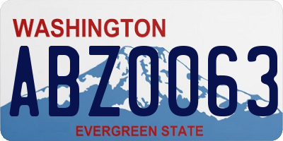 WA license plate ABZ0063