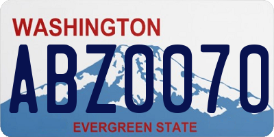 WA license plate ABZ0070