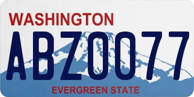 WA license plate ABZ0077