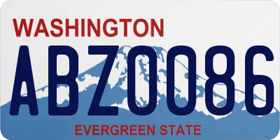WA license plate ABZ0086