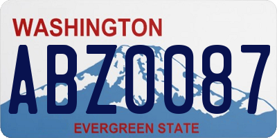 WA license plate ABZ0087