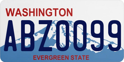 WA license plate ABZ0099