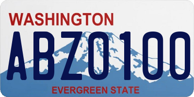 WA license plate ABZ0100