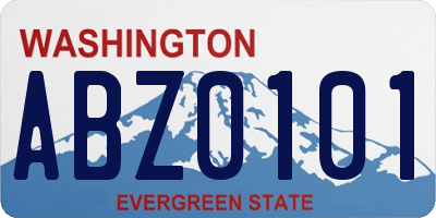WA license plate ABZ0101