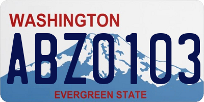 WA license plate ABZ0103