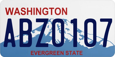 WA license plate ABZ0107