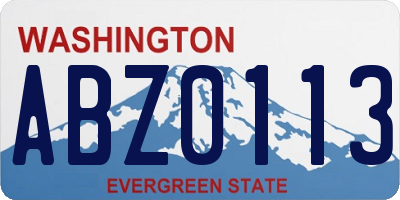 WA license plate ABZ0113