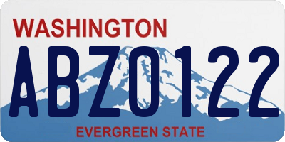 WA license plate ABZ0122