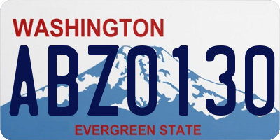 WA license plate ABZ0130