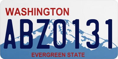 WA license plate ABZ0131