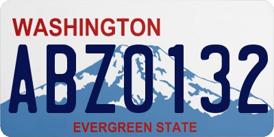 WA license plate ABZ0132