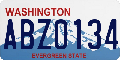 WA license plate ABZ0134