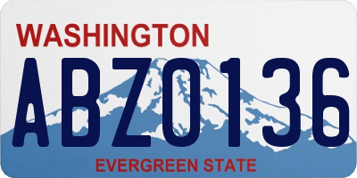 WA license plate ABZ0136
