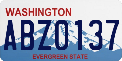WA license plate ABZ0137