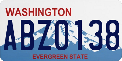 WA license plate ABZ0138