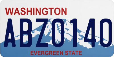 WA license plate ABZ0140