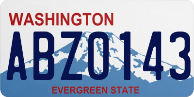 WA license plate ABZ0143