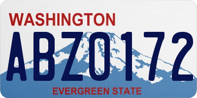 WA license plate ABZ0172