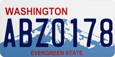 WA license plate ABZ0178