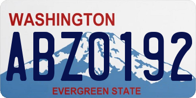 WA license plate ABZ0192