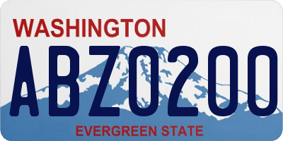 WA license plate ABZ0200
