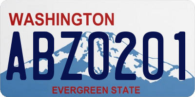 WA license plate ABZ0201